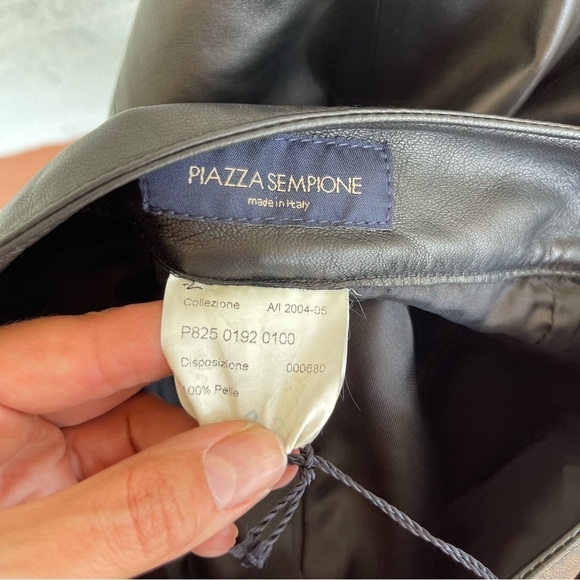 NEW Piazza Sempione 100% Leather Wide Leg Pant P825 Black Size 42 NWT - Picture 9 of 10